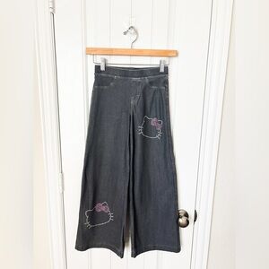 Hello Kitty Sanrio Wide Leg Rhinestone Pants H&M Girls Size 10